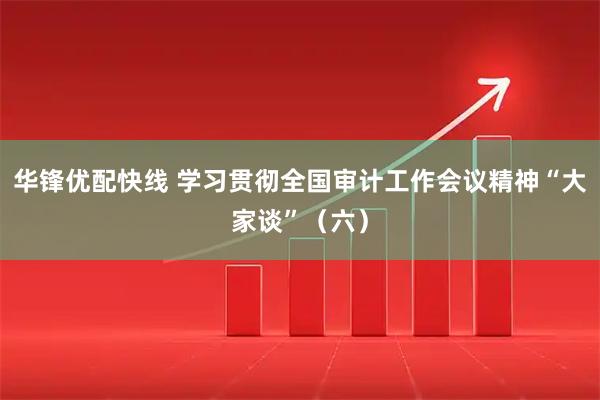 华锋优配快线 学习贯彻全国审计工作会议精神“大家谈”（六）