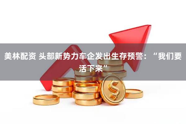美林配资 头部新势力车企发出生存预警：“我们要活下来”