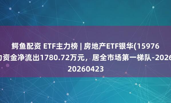 鳄鱼配资 ETF主力榜 | 房地产ETF银华(159768)主力资金净流出1780.72万元，居全市场第一梯队-20260423