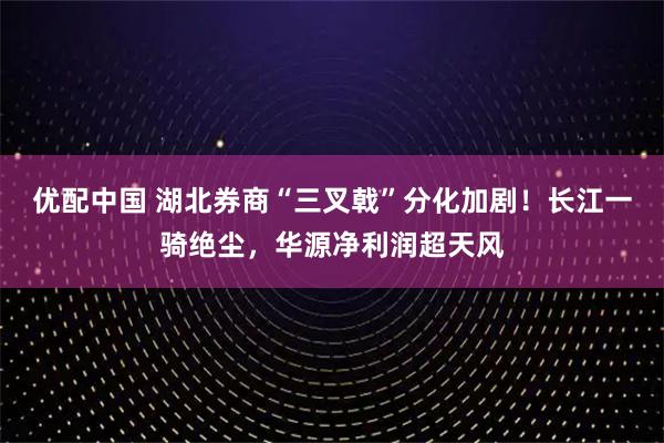 优配中国 湖北券商“三叉戟”分化加剧！长江一骑绝尘，华源净利润超天风
