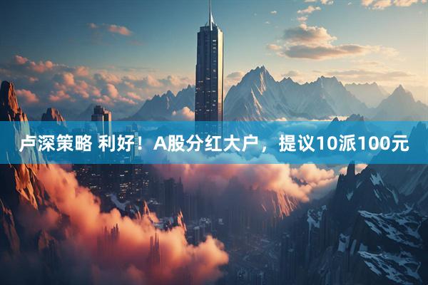 卢深策略 利好！A股分红大户，提议10派100元