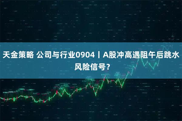 天金策略 公司与行业0904丨A股冲高遇阻午后跳水 风险信号？